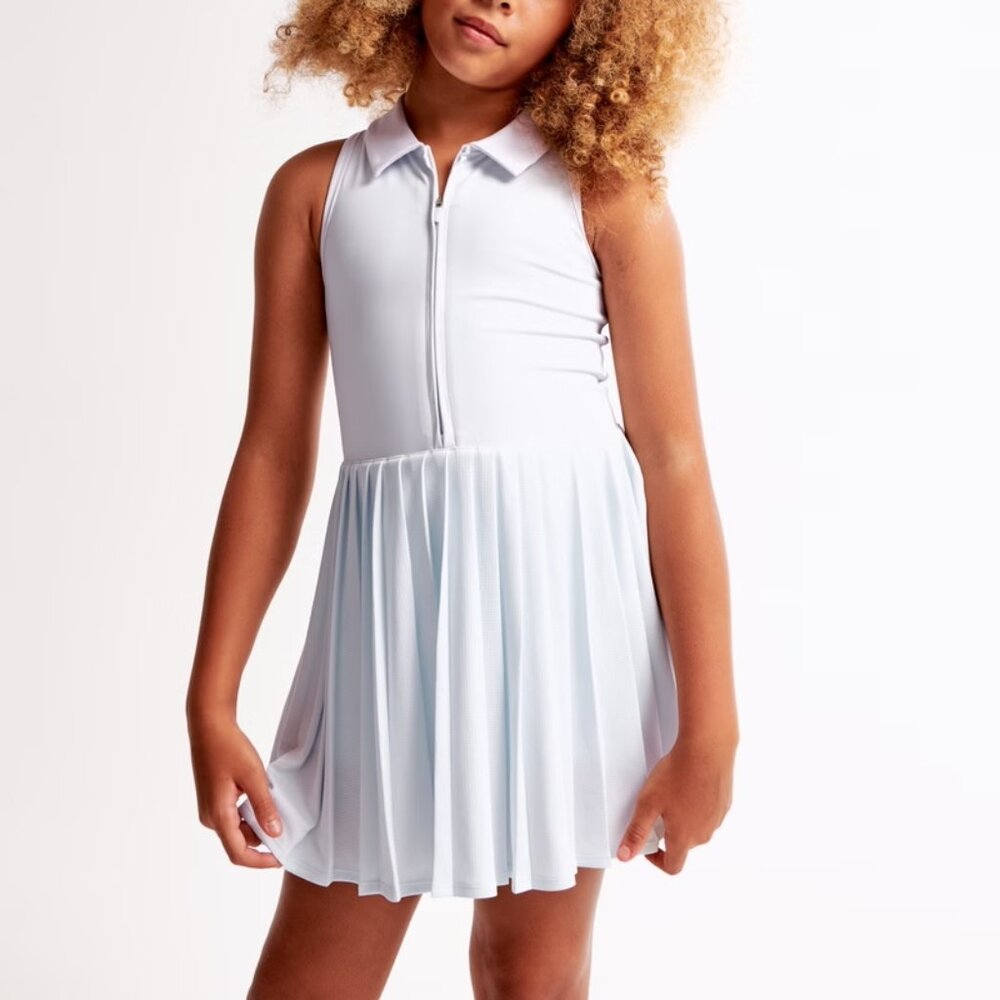 Like New Abercrombie kids ypb half-zip pleated mini dress Light Blue 15/16 - Picture 6 of 7